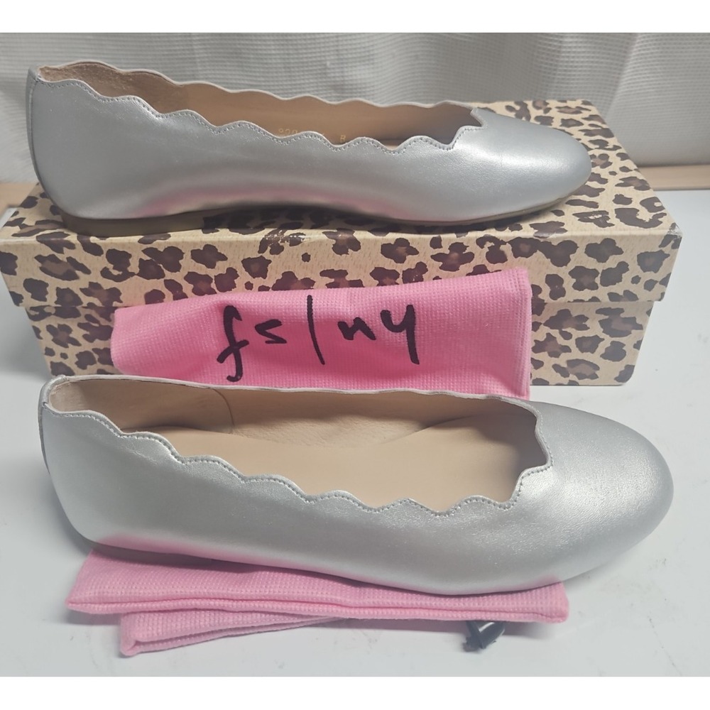 French Sole Jigsaw Flats Leather Lining Rubber Outsole Scallop Women US 6